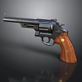 Classic Vintage Revolver Weapon Design With Metal Barrel And Wooden Grip