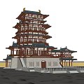 Chinese-style ancient building tower ancient building tower ancient building attic ancient building bell tower stupa 3d model