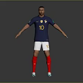 A Man Wearing France National Team Number 10 Blue Jersey White Shorts Red Socks