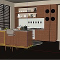 Middle style kitchen cabinet 3d model