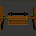 Wooden Outdoor Playground Swing Set With Green Accents And Hanging Seat