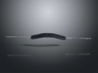 Black Textured Strap Accessory With Silver Chain Links For Decoration 3d model
