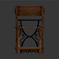 Rustic Wooden Folding Chairs With Small Round Table Orange Top Black Metal Legs