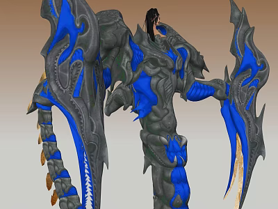 Blue And Gray Dragon Shaped Garden Ornament With Intricate Decorative Details 3d model