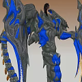 Blue And Gray Dragon Shaped Garden Ornament With Intricate Decorative Details