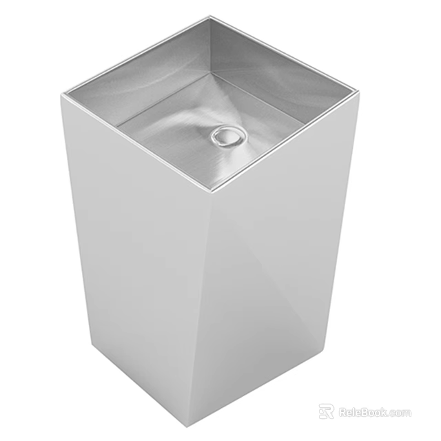 Modern Square Metal Washbasin With Smooth Surface And Round Drain Hole 3d model 