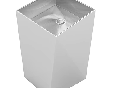 Modern Square Metal Washbasin With Smooth Surface And Round Drain Hole 3d model