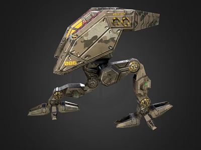 Futuristic Armored Mechanical Creature With Four Legs And Military Style Armor Plates 3d model