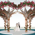 Seaside Photo Check In Spot With Heart Shaped Floral Arch Golden Frame And White Platform