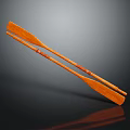 Pair of Wooden Oars as Rowing Sports Equipment on Black Background with Reflection