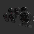 Black Car Dashboard Gauges With Red Pointers And Multiple Instruments 3d model