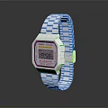 Casio Digital Watch With Silver Metal Strap And Square Dial Design 3d model