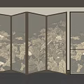 New Chinese-style screen partition 3d model