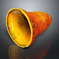 Orange Yellow Cracked Ceramic Vessel With Glossy Surface And Reflection On Dark Background
