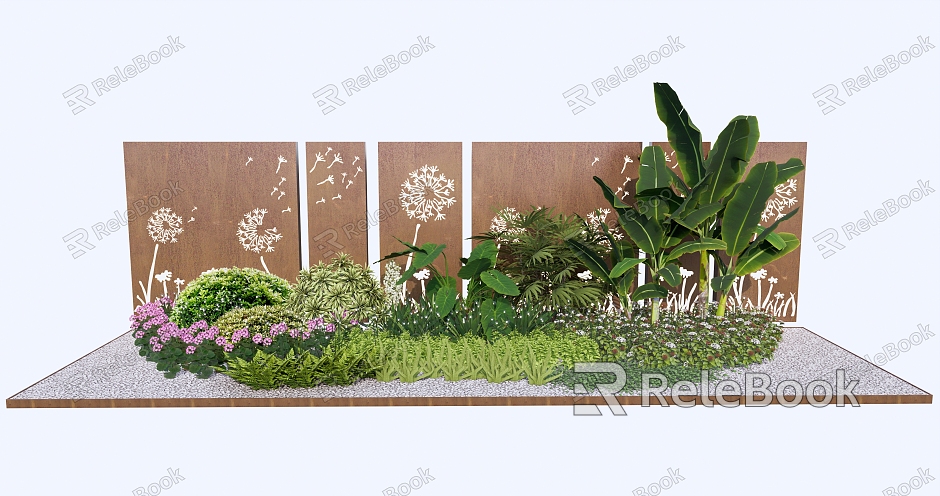 Modern plant courtyard landscape wall plant combination plant pile model