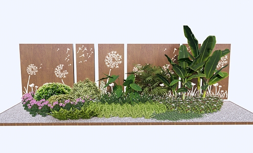 Modern plant courtyard landscape wall plant combination plant pile 3d model