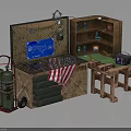 Rustic Workbench Furniture With Shelves Blueprints Gas Cylinders American Flag Cloth And Lamp