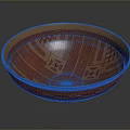 Hand Carved Decorative Bowl With Red And Yellow Geometric Patterns Design