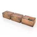 Three Brown Cardboard Boxes Packaged With Blue Tape For Shipping Storage