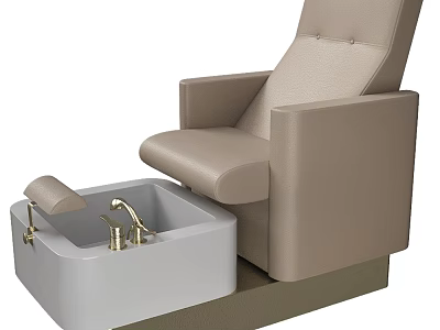 Beige Leisure Chair Featuring Foot Bath and Gold Faucet for Comfort 3d model