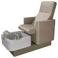 Beige Leisure Chair Featuring Foot Bath and Gold Faucet for Comfort