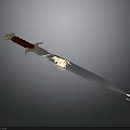 Detailed Decorative Knife With Red Handle Silver Blade And White Engravings