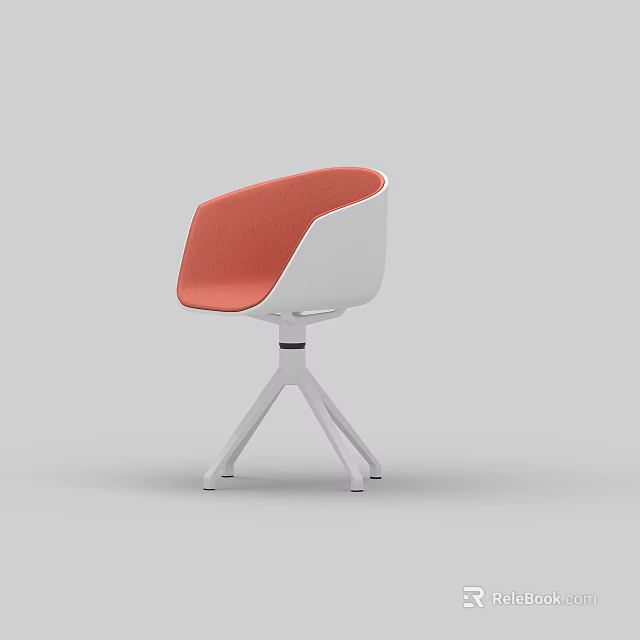 Modern Leisure Chair With White Frame And Orange Cushioned Seat Three Legged Base Minimalist Design 3d model 