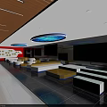 Modern Public Lounge Interior With Starry Sky Ceiling Music Note Pillars And Round Stools 3d model