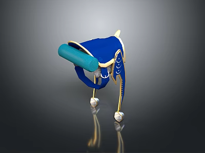 Stylish Blue Hat With Gold Accents Green Brim And Fashion Design 3d model