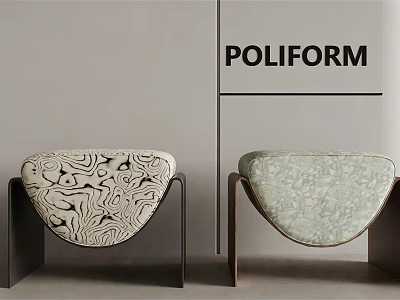 Poliform Modern Sofa Stools With Unique Textured Seats And Metal Legs 3d model
