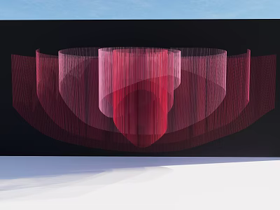 Stunning Photo Check in Spot With Red Curved Fabric Art Structures 3d model