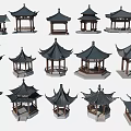 Traditional Chinese Pavilion 3D Models Collection With Various Traditional Roof Designs