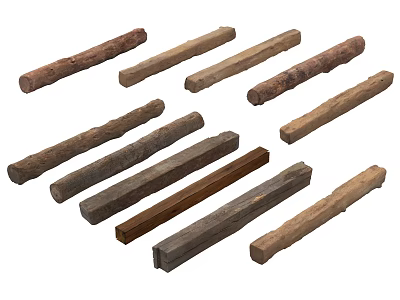 Natural Timber Components With Various Wooden Long Strips And Textured Surfaces 3d model
