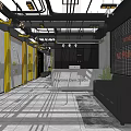 Modern Fitness Gym Interior With Yellow Black Equipment And BE STRONG Floor