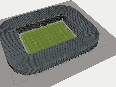 Modern Sports Stadium Building With Oval Seating Structure And Green Grass Football Field 3d model