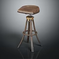 Elegant Modern Bar Stool With Leather Seat Wooden Legs And Metal Base