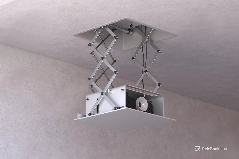 Modern White Suspended TV Cabinet With Lifting Mechanism And Metal Frame Design 3d model 