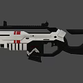 Futuristic Sci Fi Weapon With White Red Accents Black Frame And Tactical Grip