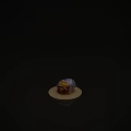 Juicy Hamburger Wrapped in Newspaper on Wooden Round Tray with Bacon Patty and Sauce