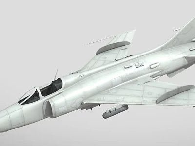 Detailed White Military Fighter Jet 3D Model With Cockpit Wings And Missile Attachments 3d model