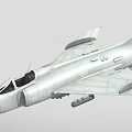 Detailed White Military Fighter Jet 3D Model With Cockpit Wings And Missile Attachments