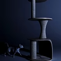 Multi Level Cat Tree With Rope Wrapped Posts And Wooden Platforms For Kitten Play 3d model