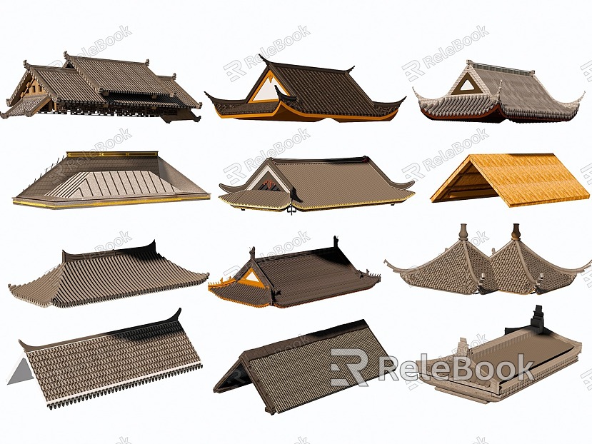 Chinese-style Ancient Building Roof Ancient Building Eaves Cornice Roof model