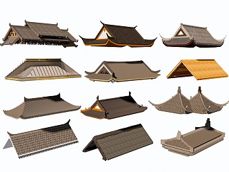 Chinese-style Ancient Building Roof Ancient Building Eaves Cornice Roof 3d model