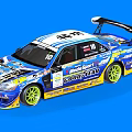 Blue And White Race Car With Goodyear Logos Rear Spoiler Yellow Wheels And Number 10