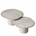 Modern Dining Table Set With Irregular Marble Top And Sturdy Wooden Legs 3d model