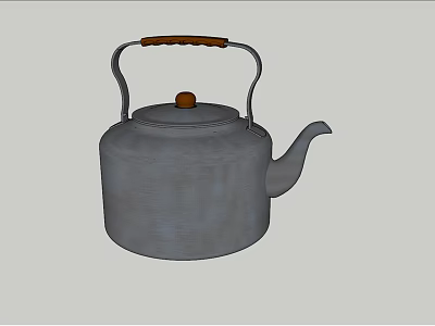 Gray Metal Electrical Kettle With Wooden Handle And Lid Knob For Daily Boiling Water 3d model