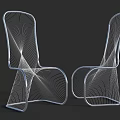 Modern Linear Chair Design With Streamlined Metallic Wireframe Structure And Unique Frame 3d model