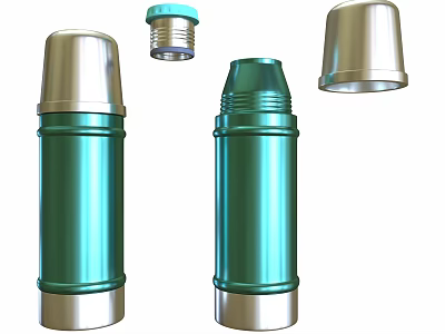 Green Thermal Insulated Cup With Various Lid Components And Open Closed Parts 3d model