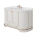 Elegant White Bathroom Vanity With Marble Countertop And Gold Accent Faucet Storage Cabinet